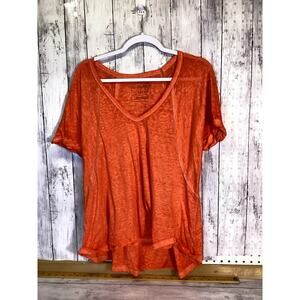 Free People We The Free Burnout V-Neck T-Shirt Tangerine Women’s XS